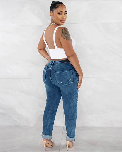 Shaper Ripped Denim Jeans