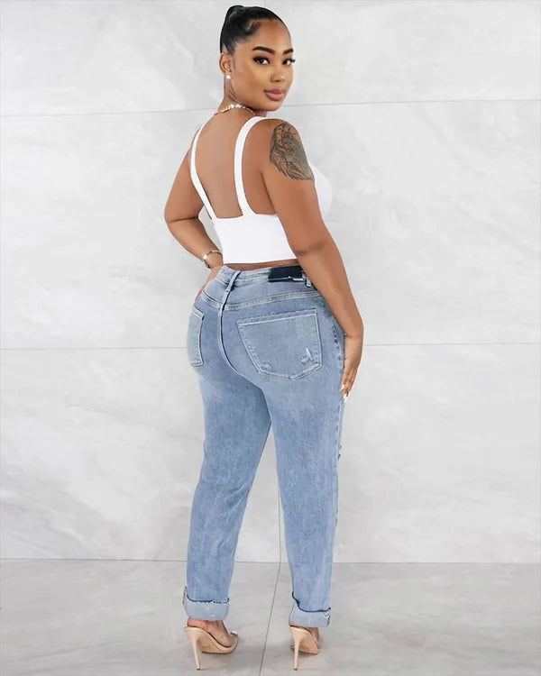 Shaper Ripped Denim Jeans